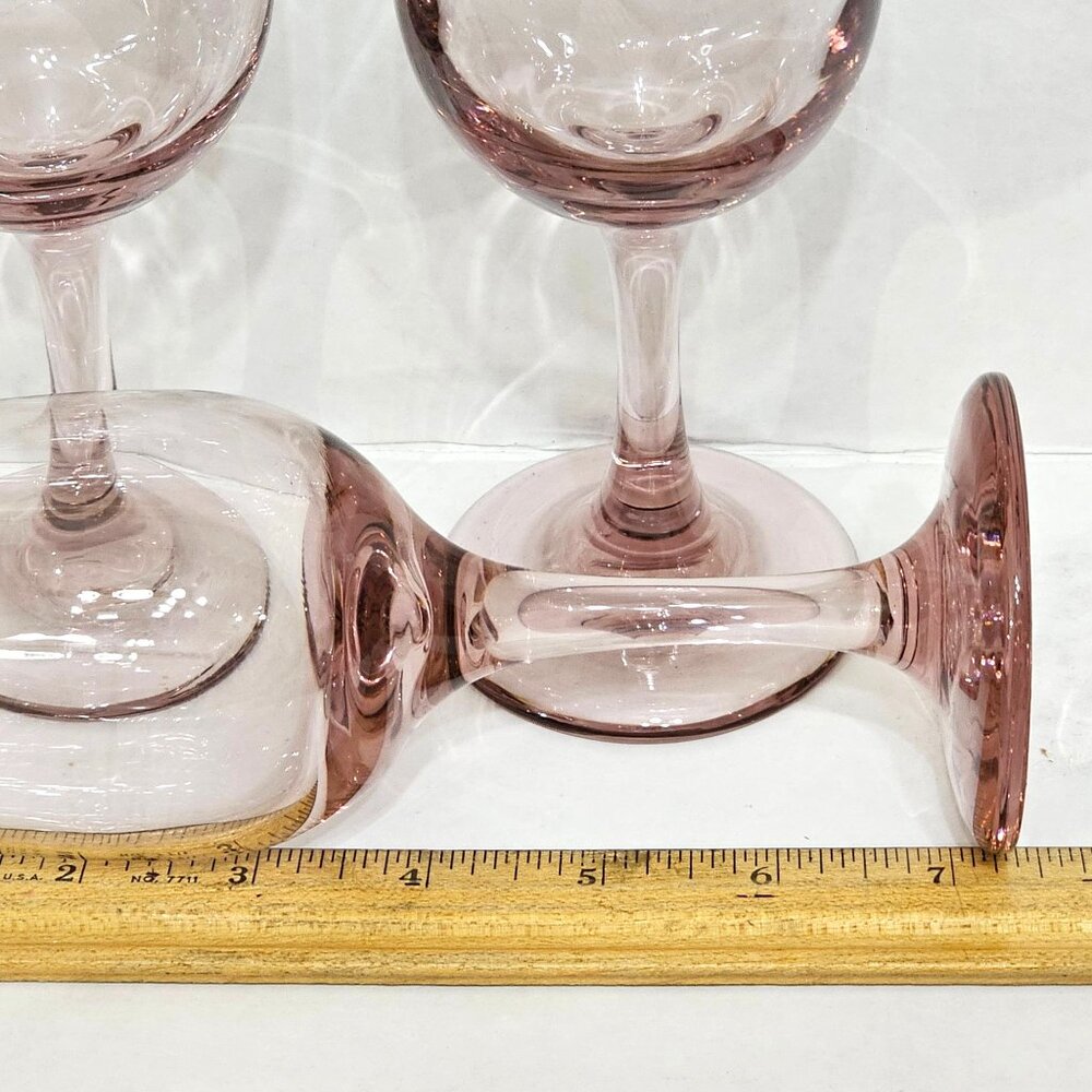 3 Libbey Blush Pink Wine Glasses 7" millennial pink romantic pastel 90s stemware - Picture 5 of 6